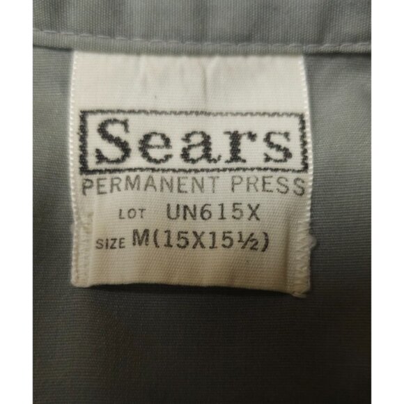 Sears 1970s Vintage Perma Press Short Sleeve Gray Button-Up Work Shirt M 15x15.5 - Picture 11 of 11